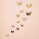 Amazon Brand - Solimo Self Adhesive Butterfly Shaped Acrylic Mirror for Wall Décor (Set of 12) | Mixed Size | Gold...