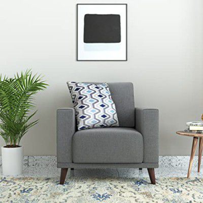Amazon Brand - Solimo Selsey 1 Seater Sofa (Fabric, Steel Grey)