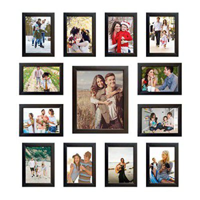Amazon Brand - Solimo Set of 13 Photo Frames (4"X6": 12pcs & 8"X10": 1pcs) Brown