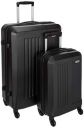 Amazon Brand - Solimo Set of 2 (55 cm + 75 cm) Black Hardsided Trolley...