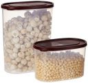 Amazon Brand - Solimo Set of 2 Kitchen Storage Containers (1650 ml, 950 ml), Brown(Plastic)...