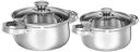 Amazon Brand - Solimo Set of 2 Stainless Steel Cook and Serve Set | Glass Lid | Dishwasher-Safe, 2L 500 ml...