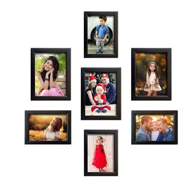Amazon Brand - Solimo Set of 7 Photo Frames (4x6-4pcs & 5x7-3pcs) Brown