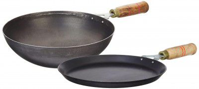 Amazon Brand - Solimo Sheet Metal Iron Cookware Set of 2 Pc