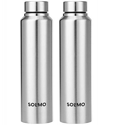 Amazon Brand - Solimo Slim Stainless Steel Water Bottle, Set Of 2, 1 liter Each