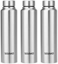 Amazon Brand - Solimo Slim Stainless Steel Water Bottle, Set of 3, 1 liter Each...