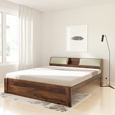 Amazon Brand - Solimo Solid Wood Mayor King Size Bed with Headboard Storage, Natural Finish