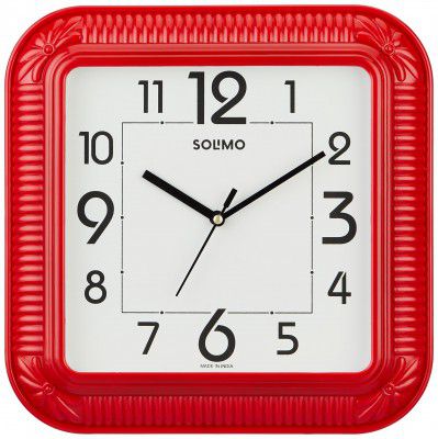 Amazon Brand - Solimo Square Digital Wall Clock | 12 Inch | Red