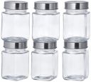 Amazon Brand - Solimo Square Glass Storage Containers (Transparent, Set Of 6, 310 ml Each)...