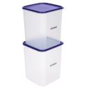 Amazon Brand - Solimo Square Modular Plastic Storage Container| Airtight | BPA-Free | Set of 2 | 5.5 L (Blue)...