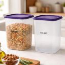 Amazon Brand - Solimo Square Modular Plastic Storage Container| Airtight | BPA-Free | Set of 2 | 5.5 L (Blue)...