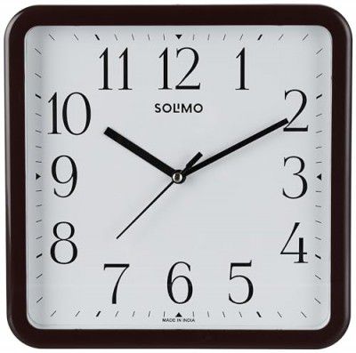 Amazon Brand - Solimo Square Wall Clock | Plastic | 8.5 Inch | Brown