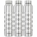 Amazon Brand - Solimo Stainless Steel Cubix Water Bottles Set of 3, 1L Each...