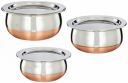 Amazon Brand - Solimo Stainless Steel 3-Piece Copper Bottom Handi Set with Lids, 700 ML, 1000 ML, 1500 ML...