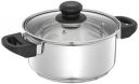 Amazon Brand - Solimo Stainless Steel Dutch Oven with Glass Lid, Induction Base (18cm, 2L)...