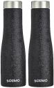 Amazon Brand - Solimo Stainless Steel Fridge Water Bottle|Textured Black Finish (Set Of 2), 1000 milliliter...