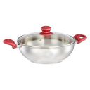Amazon Brand - Solimo Stainless Steel Impact Bottom Kadhai with Glass Lid (26 cm) | Gas Stove and Induction Compatible | Ergonomic Handle | Dishwasher Safe...