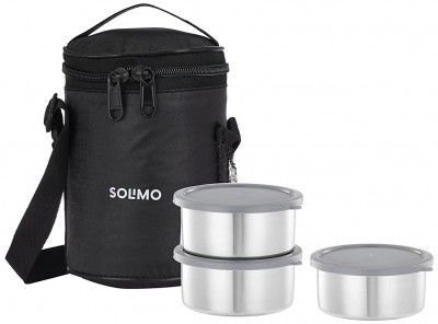 Amazon Brand - Solimo Stainless Steel Leak - Proof Lunch Box Set of 3