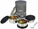 Amazon Brand - Solimo Stainless Steel Lunch Box Set of 4 with Fabric Bag | 3 Containers (370ml, 270ml & 270ml) & 1 Spoon...
