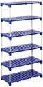 Amazon Brand - Solimo Stainless Steel Multipurpose Rack For Shoes And Clothes, 6 Racks, Blue...