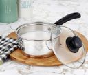 Amazon Brand - Solimo Stainless Steel Saucepan with Glass Lid | Induction Base | 16 cm | 1500 ml...