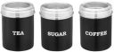 Amazon Brand - Solimo Stainless Steel See-Through Canister SET For Tea-Coffee-Sugar | BIS-Approved | 600ml I Matte Black I Set of 3...
