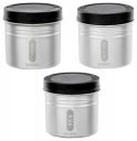 Amazon Brand - Solimo Stainless Steel Sterling Container Set of 3 | Easy To Clean (450ml each, Black)...