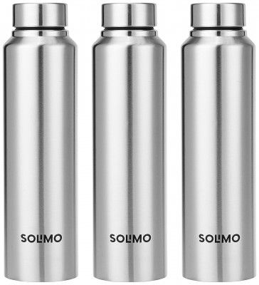 Amazon Brand - Solimo Stainless Steel Water Bottle, Set of 3, 1 L