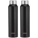 Amazon Brand - Solimo Stainless Steel Water Bottle (Pack of 2) | BIS-Approved | 900ml (Matte Black)...