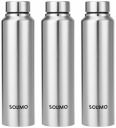 Amazon Brand - Solimo Stainless Steel Water Bottle, Set of 3, 1 L...