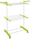 Amazon Brand - Solimo Steel Double Supported 2 Layer Cloth Drying Rack | Foldable, Movable | 54D x 64.9W x 127H cm | White & Green...