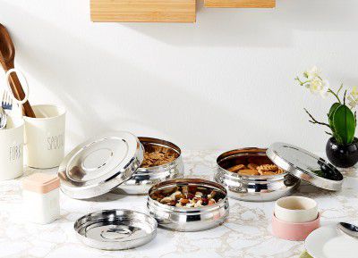 Amazon Brand - Solimo Steel Flat Canisters/Storage Containers