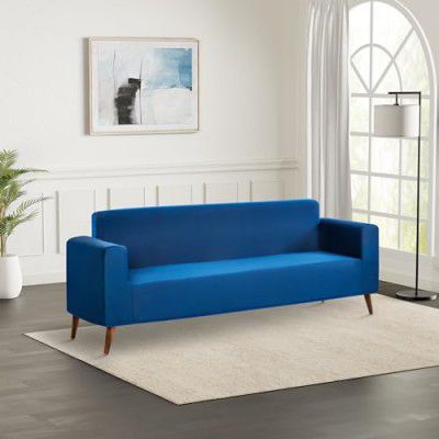 Amazon Brand - Solimo Stretchable Two Seater Solid Sofa Cover | High-Density Polyester Spandex Fabric | Universal Fit | Classic Blue