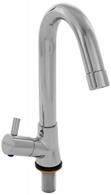 Amazon Brand - Solimo Swan Neck J Spout, Wall-Mounted, Brass with Chrome Finish