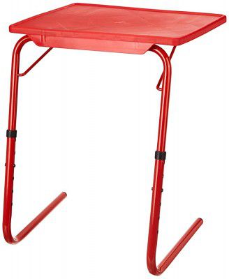 Amazon Brand - Solimo Swerve Plastic Height Adjustable Laptop & Utility Table with Cup Holder (Red)