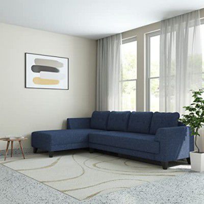 Amazon Brand - Solimo Tissburg 6 Seater RHS Sectional Sofa (Fabric, Blue)