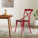 Amazon Brand - Solimo Tortel Chair with Wooden Seat (Iron, Red, 2 Pieces)...