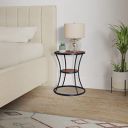 Amazon Brand - Solimo Trankyl Durable Round Bedside Table (Mango Wood with Honey Finish)...