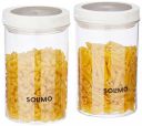 Amazon Brand - Solimo Twist & Lock Plastic Storage Container Set, 900 ml, Set of 2, White...