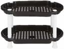 Amazon Brand - Solimo Two-Tier, Multipurpose Plastic Rack (Oval, Black and White)...