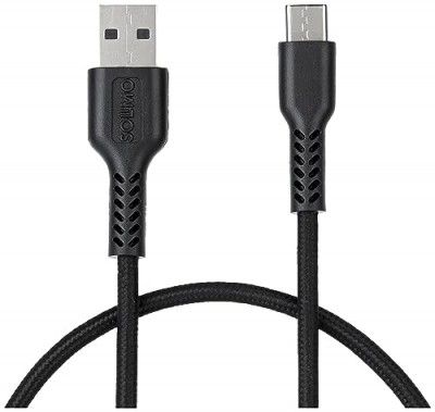 Amazon Brand - Solimo Unbreakable 3A Fast Charging Tough Braided Type C USB Data Cable for Smartphone, 2 Meter (Black)