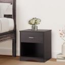 Amazon Brand - Solimo Uno Engineered Wood Bedside Table with Drawer (Wenge Finish)...
