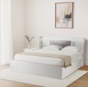 Amazon Brand - Solimo Uno Engineered Wood Queen Bed with Headboard & Box Storage (White Finish)...