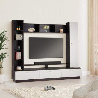 Amazon Brand - Solimo Uno Engineered Wood TV Stand & Entertainment Unit for Up to 60" TV (Wenge & White)