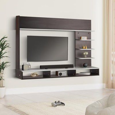 Amazon Brand - Solimo Uno Engineered Wood Wall Mounted TV Stand Cum Entertainment Unit (Up to 50" TV - Enclosed, Wenge and White)