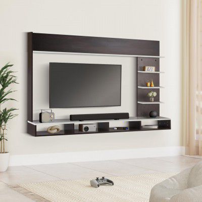 Amazon Brand - Solimo Uno Engineered Wood Wall Mounted TV Stand Cum Entertainment Unit (Up to 42" TV - Enclosed, Wenge and White)