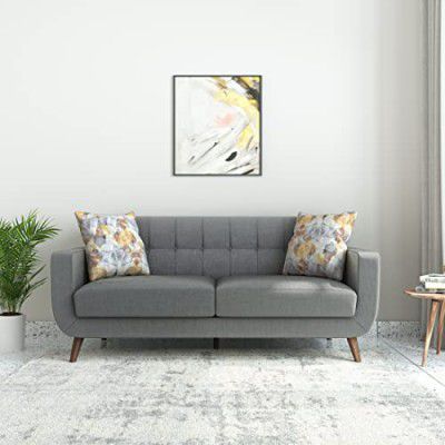 Amazon Brand - Solimo Urris 3 Seater Sofa (Fabric, Steel Grey)