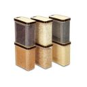 Amazon Brand - Solimo Vacu Fresh Rectangle Plastic Storage Container with Lid | Airtight | BPA-free | Transparent | 1700 ml each | Plain - Brown (Set of 6)...