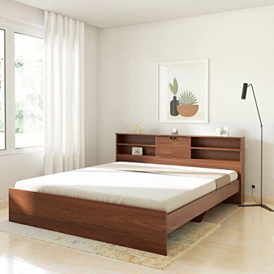 Amazon Brand - Solimo Vernon Engineered Wood King Size Bed without Storage (Asian Walnut)
