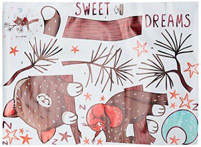 Amazon Brand - Solimo Wall Sticker For Bedroom (Cute Pets Sleep), Ideal Size On Wall: 90 X 85 Cm
